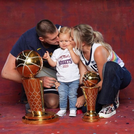 Natalijia Jokic and Nikola Jokic with their daughter Ognjena.